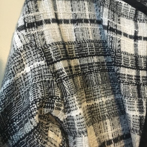 H&M Black/White Plaid Wool Cardigan Jacket - Picture 4 of 5